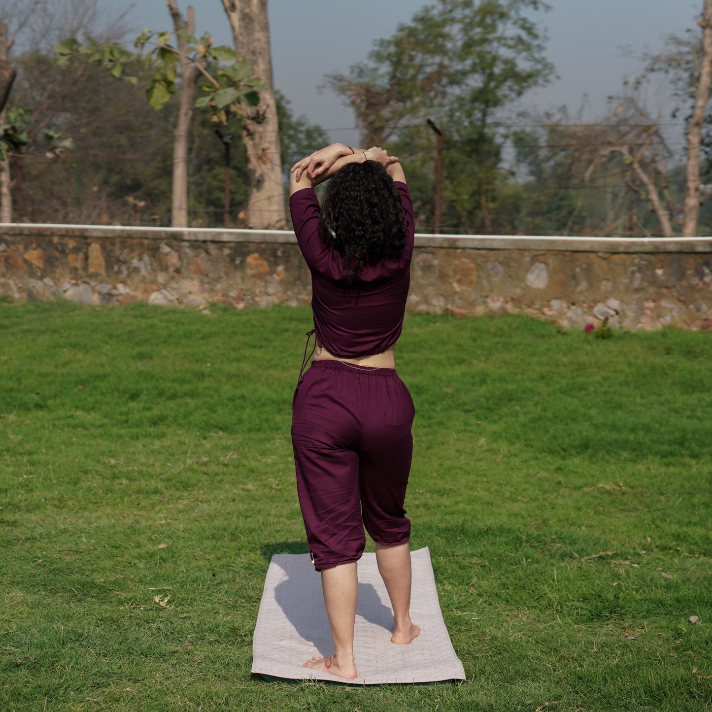 Women Cotton Yoga Top Purple -Apas