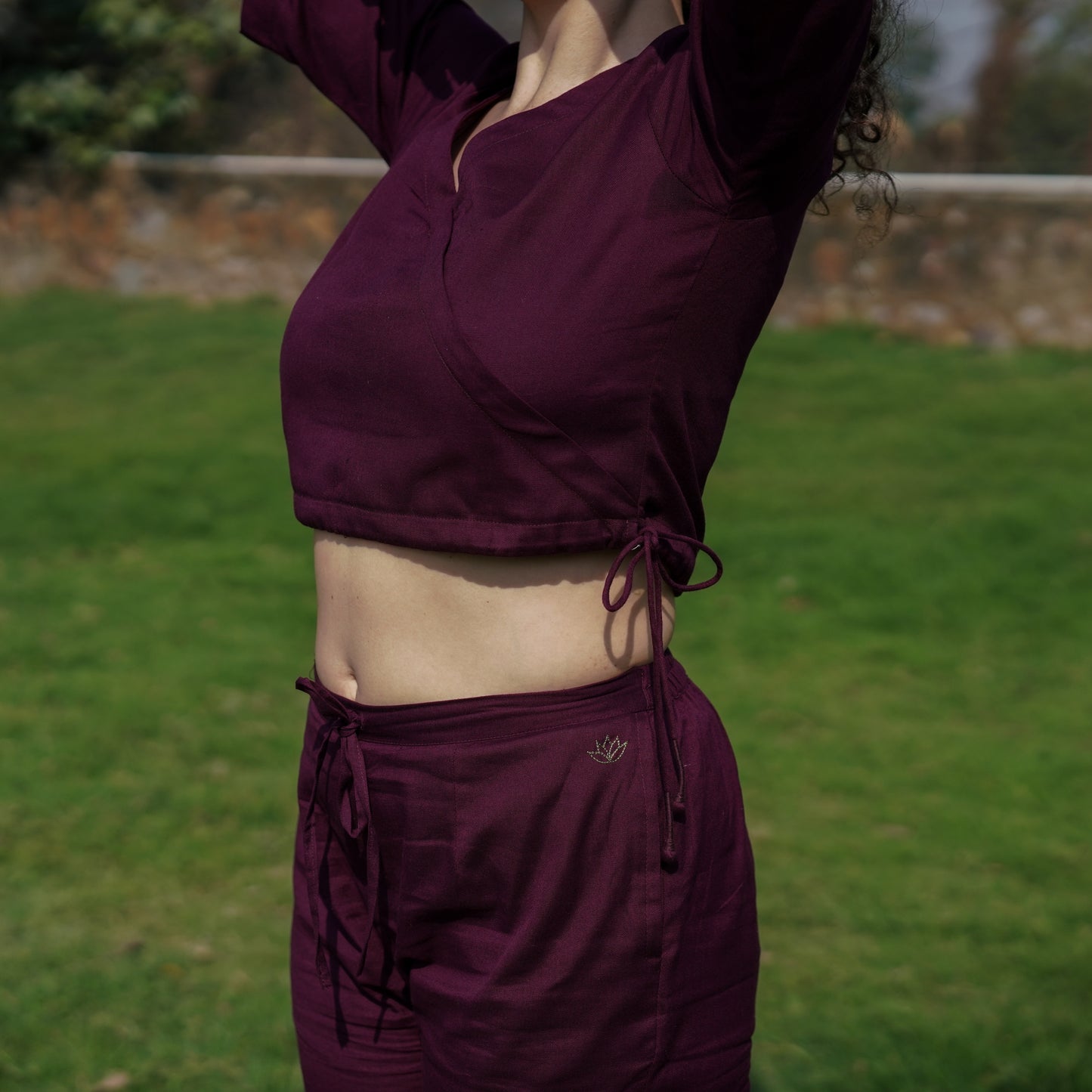 Women Cotton Yoga Top Purple -Apas