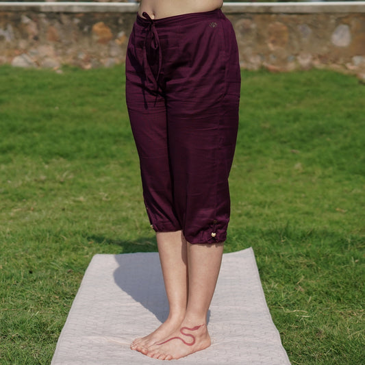 Women Cotton Yoga Pants Purple -Apas | AKISO