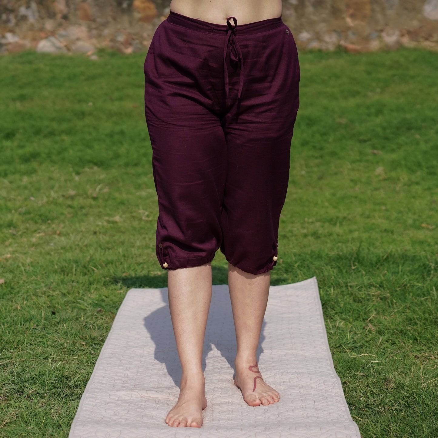 Women Cotton Yoga Pants Purple -Apas