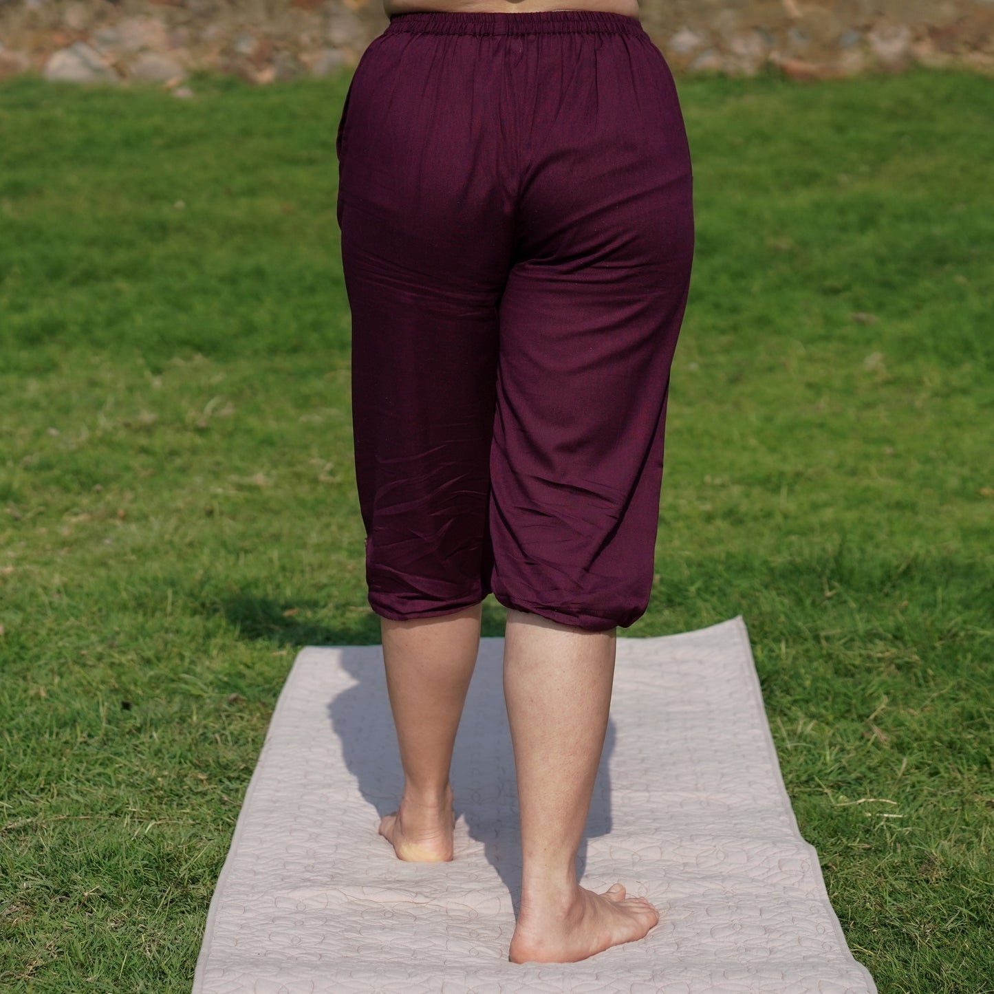 Women Cotton Yoga Pants Purple -Apas