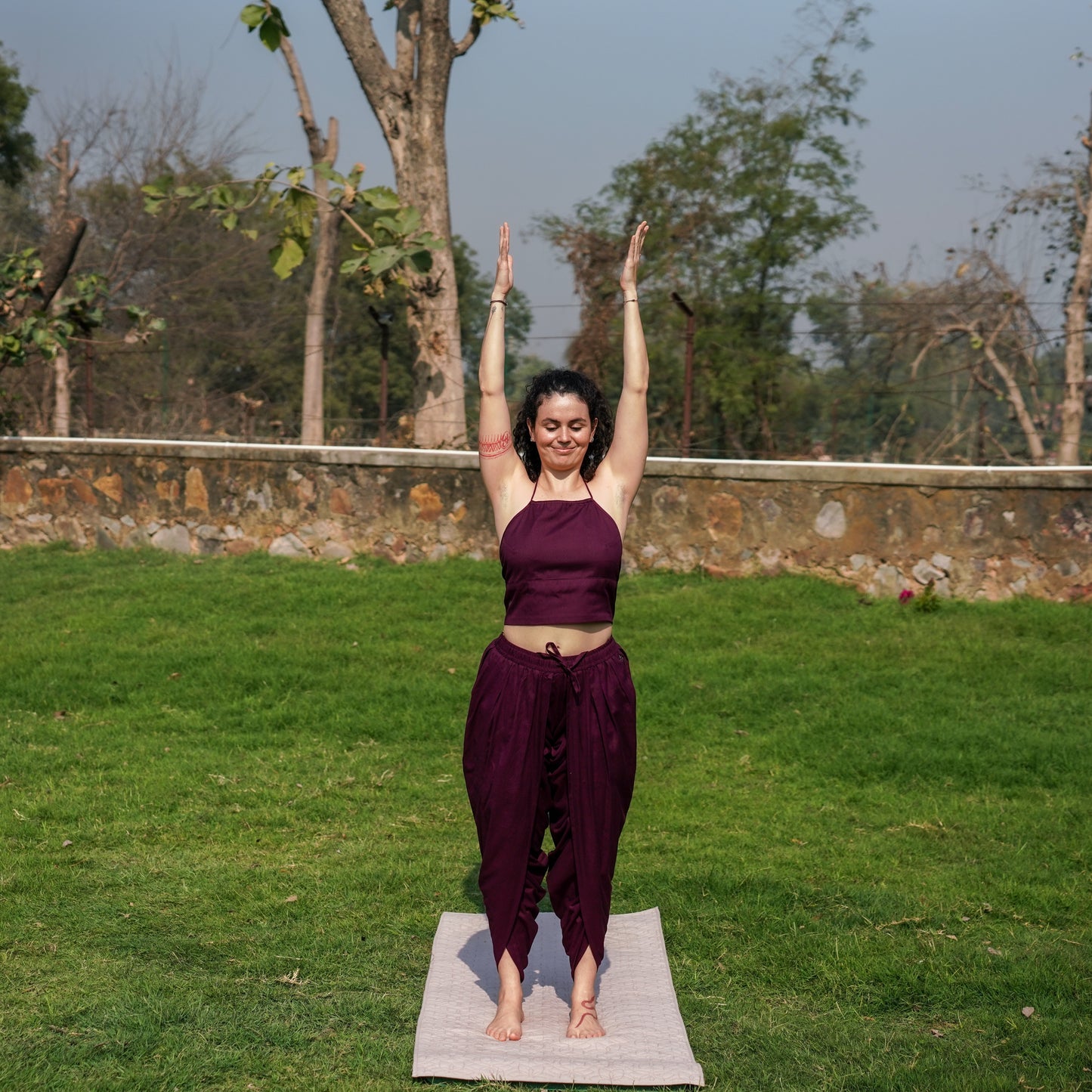 Women Cotton Yoga Pants and Yoga Top Set Purple -Akasha