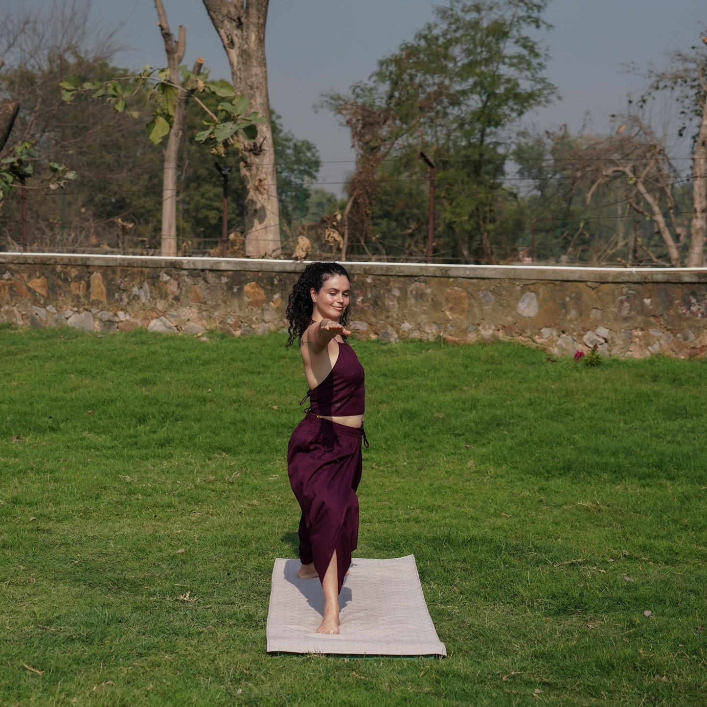 Women Cotton Yoga Pants and Yoga Top Set Purple -Akasha