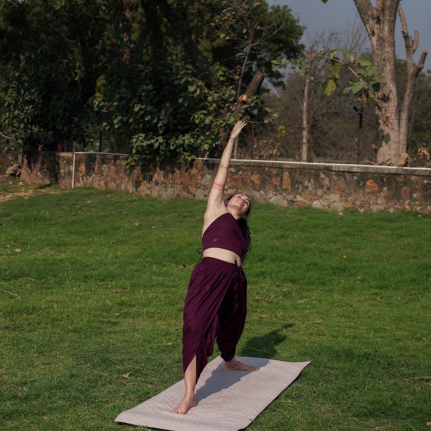 Women Cotton Yoga Pants and Yoga Top Set Purple -Akasha
