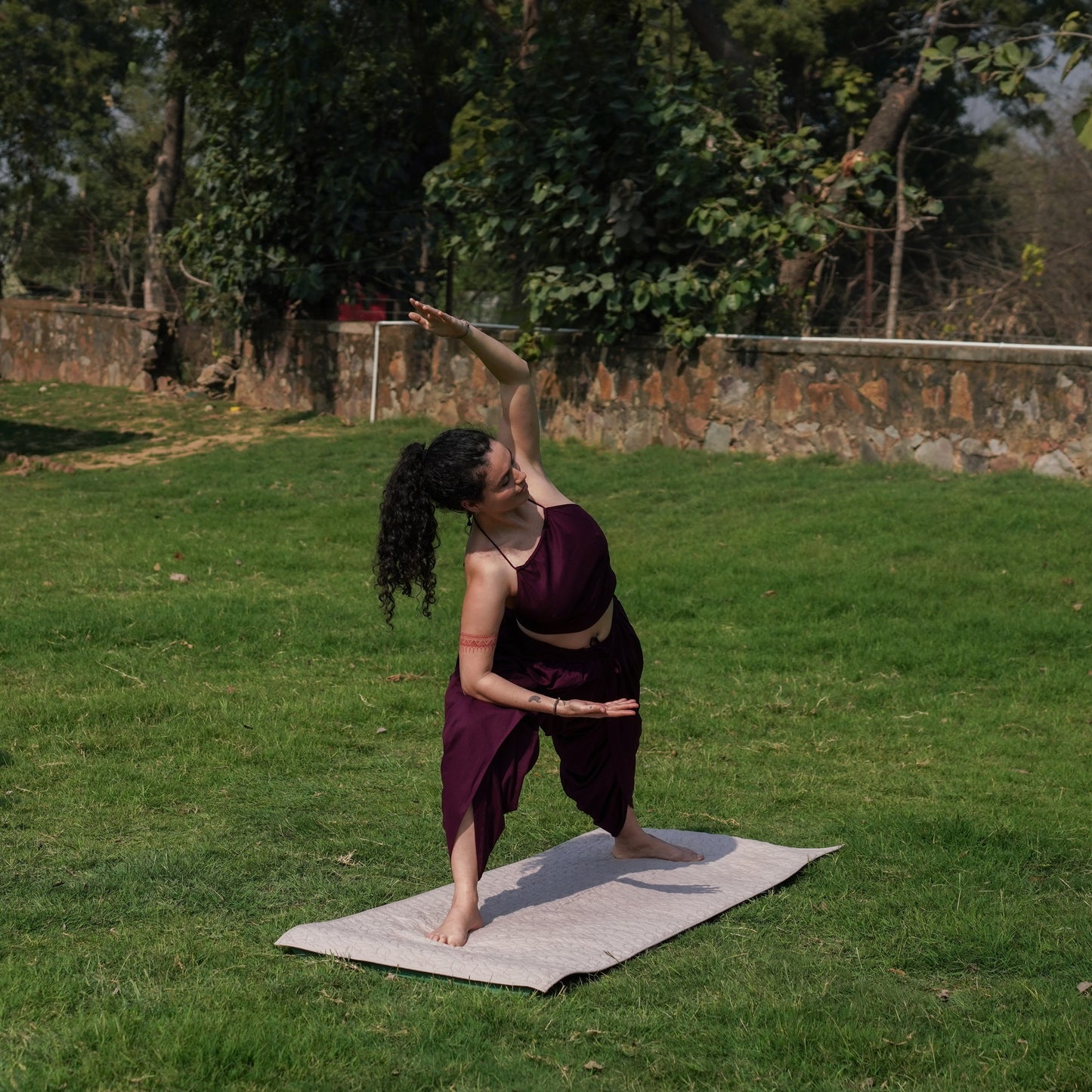 Women Cotton Yoga Pants and Yoga Top Set Purple -Akasha