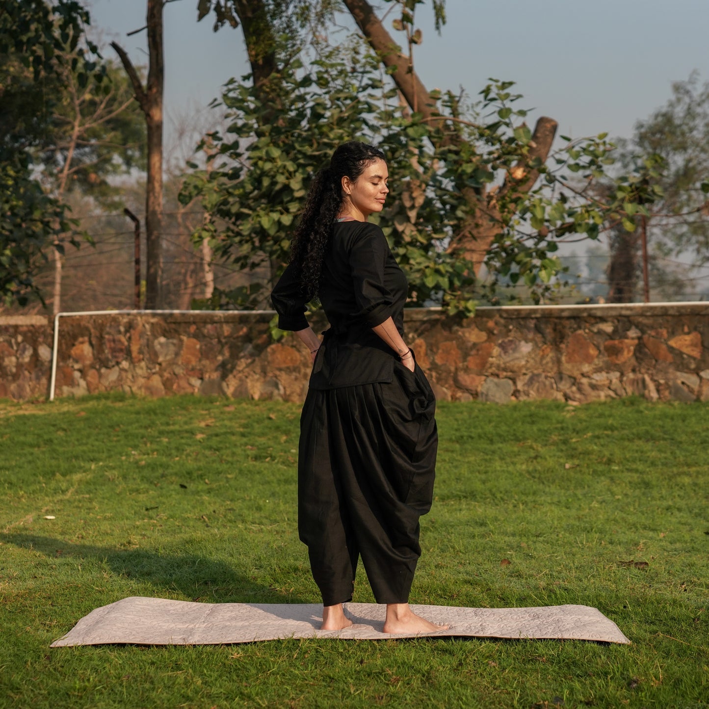 Women Cotton Yoga Pants Black -Buddhi