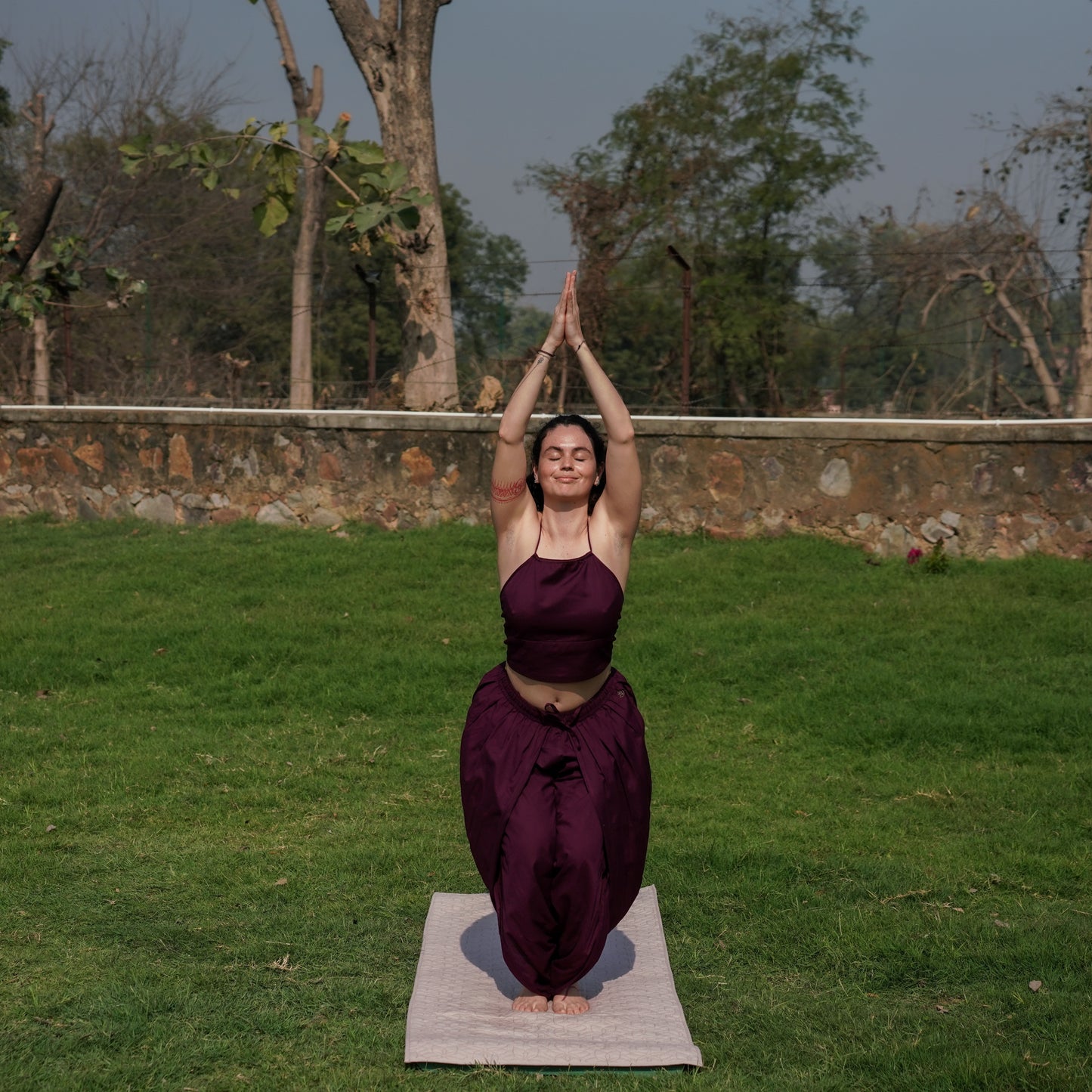 Women Cotton Yoga Pants and Yoga Top Set Purple -Akasha