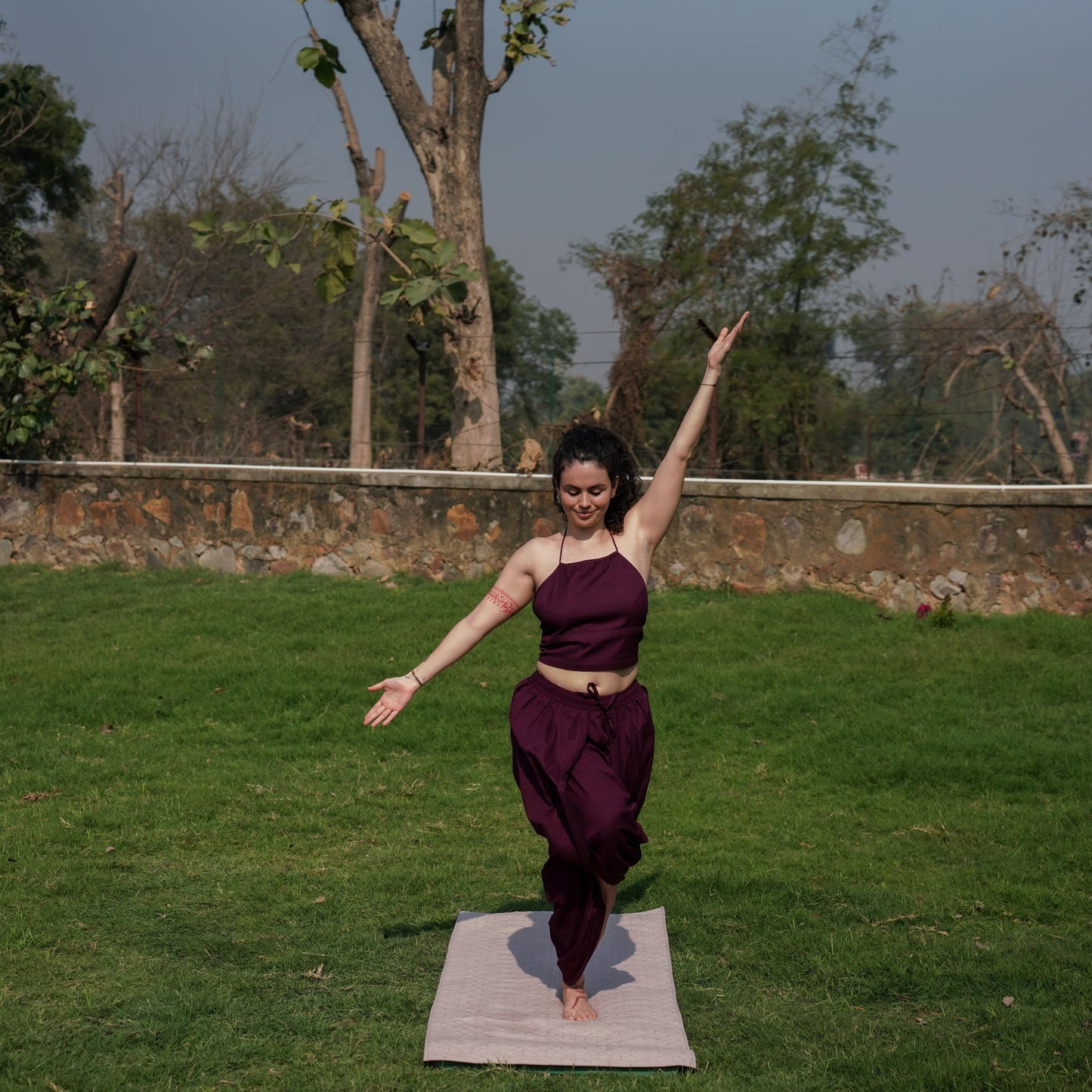 Women Cotton Yoga Pants and Yoga Top Set Purple -Akasha