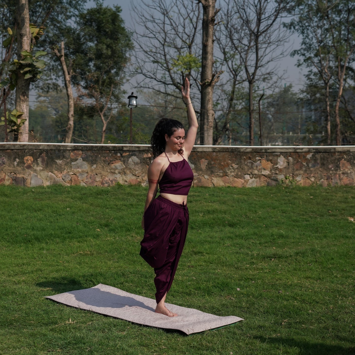 Women Cotton Yoga Pants and Yoga Top Set Purple -Akasha