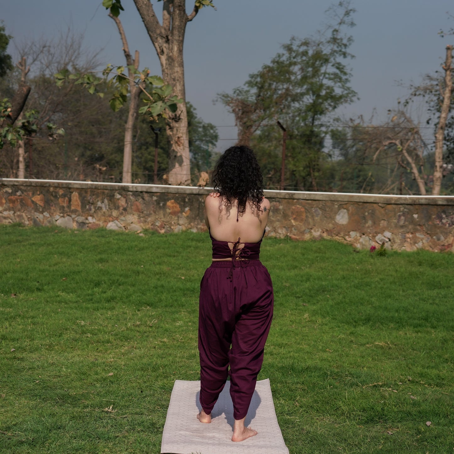 Women Cotton Yoga Pants Purple -Akasha