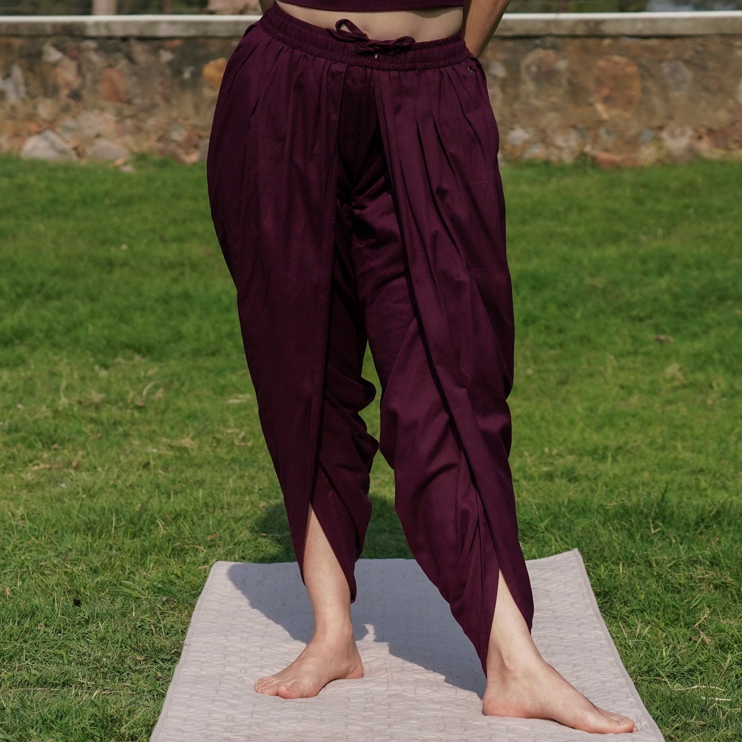 Women Cotton Yoga Pants Purple -Akasha | AKISO