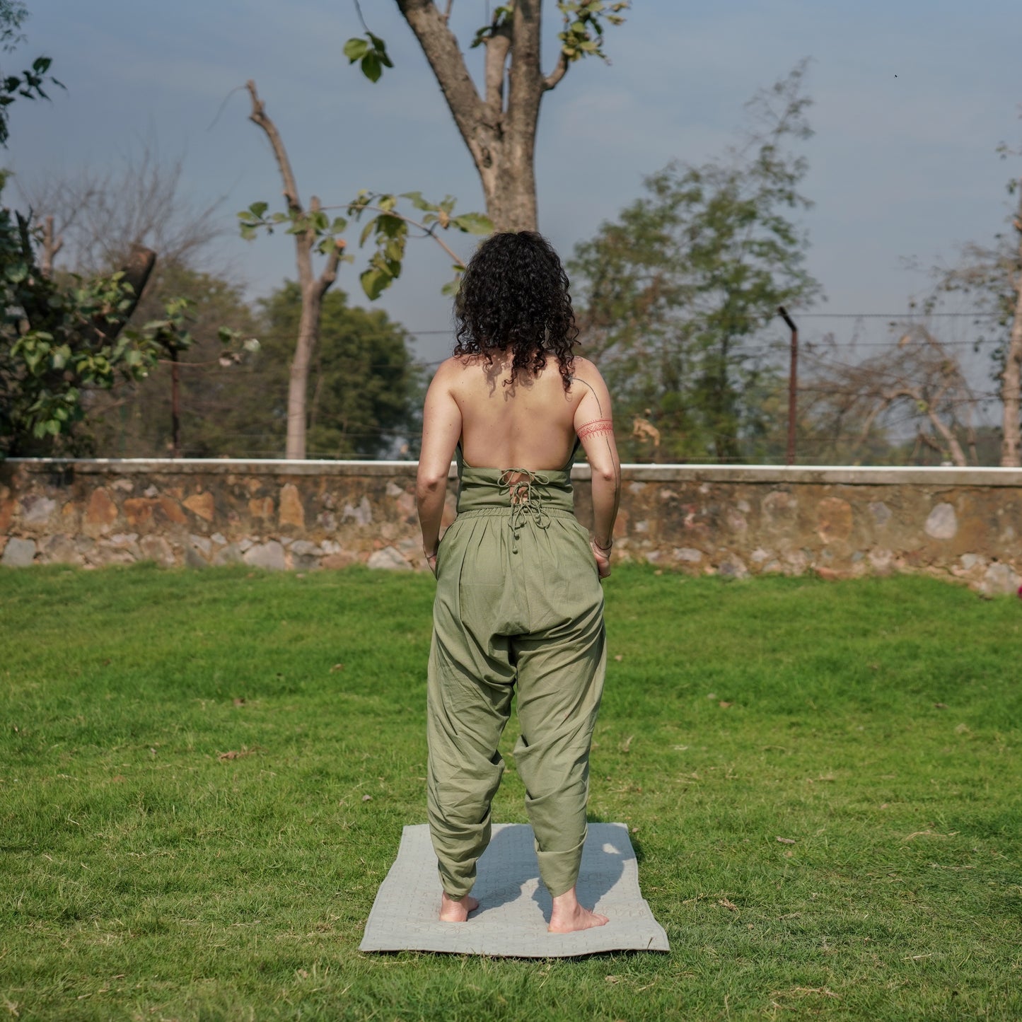 Women Cotton Yoga Pants and Yoga Top Set Green -Akasha