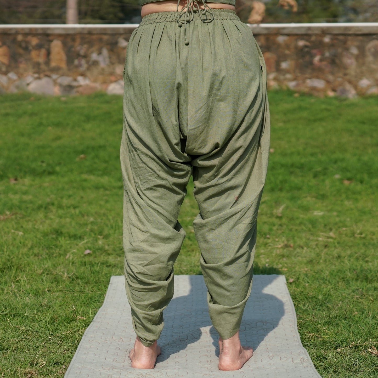 Women Cotton Yoga Pants and Yoga Top Set Green -Akasha
