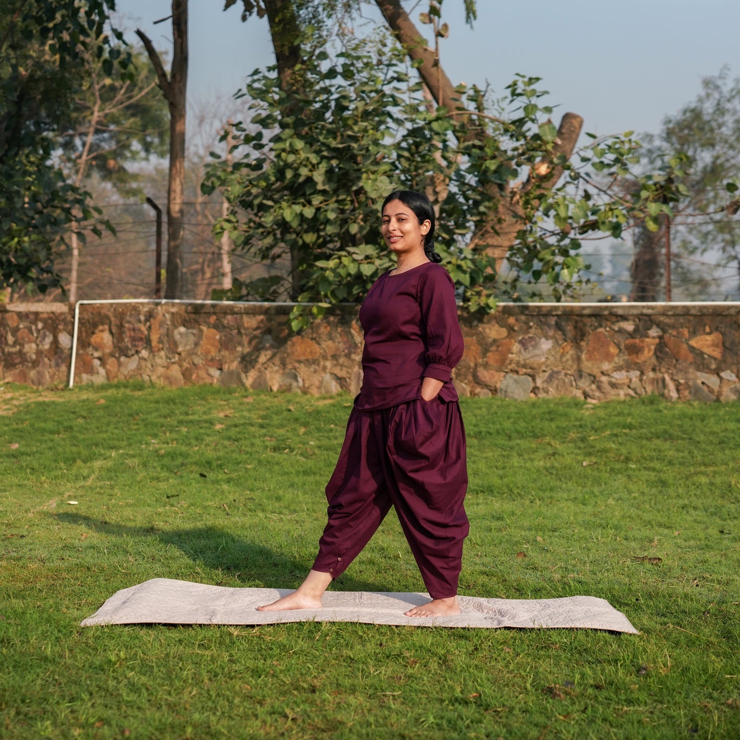 Women Cotton Yoga Pants Purple - Buddhi