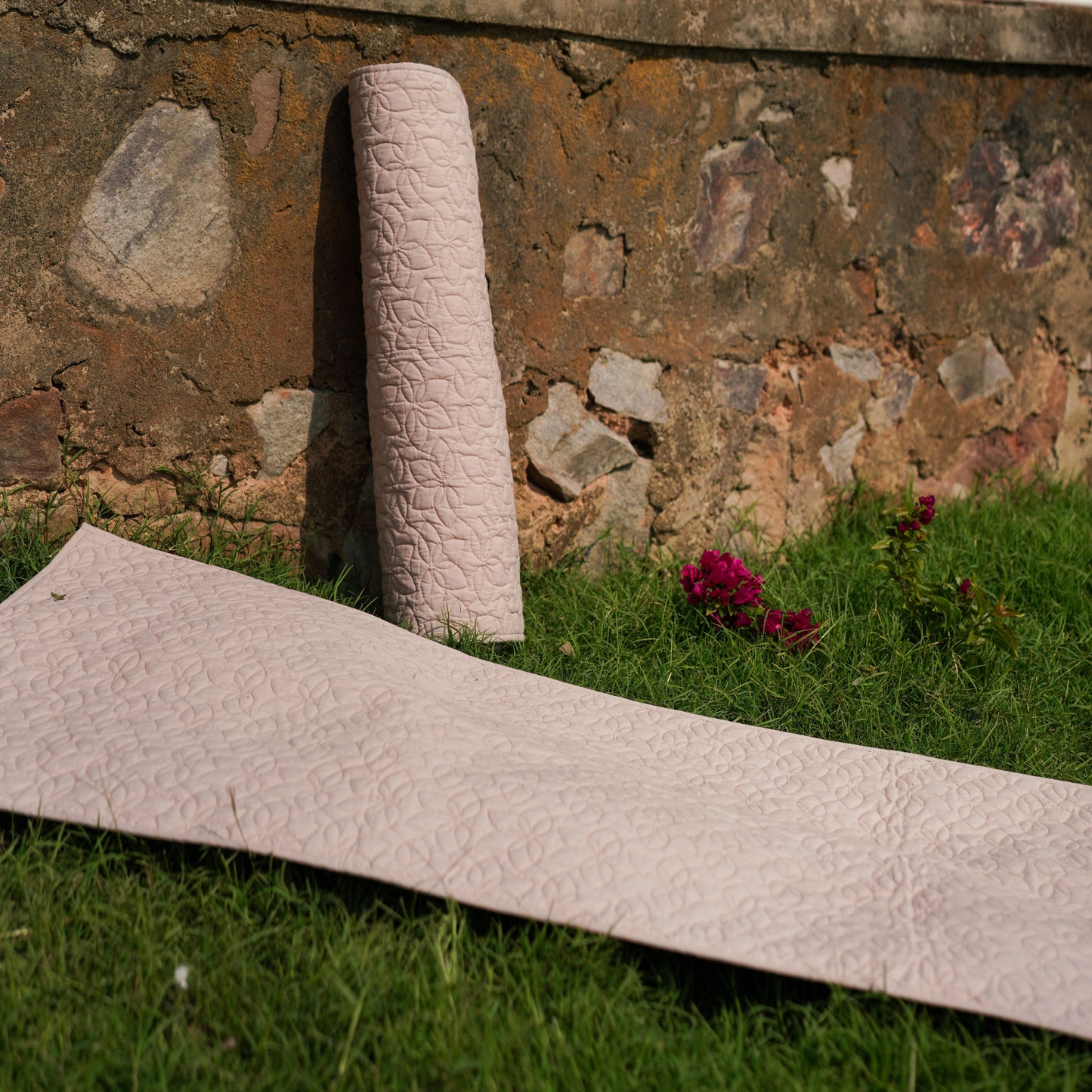 Cotton Yoga Mat in Pink- Padma Yoga Mat