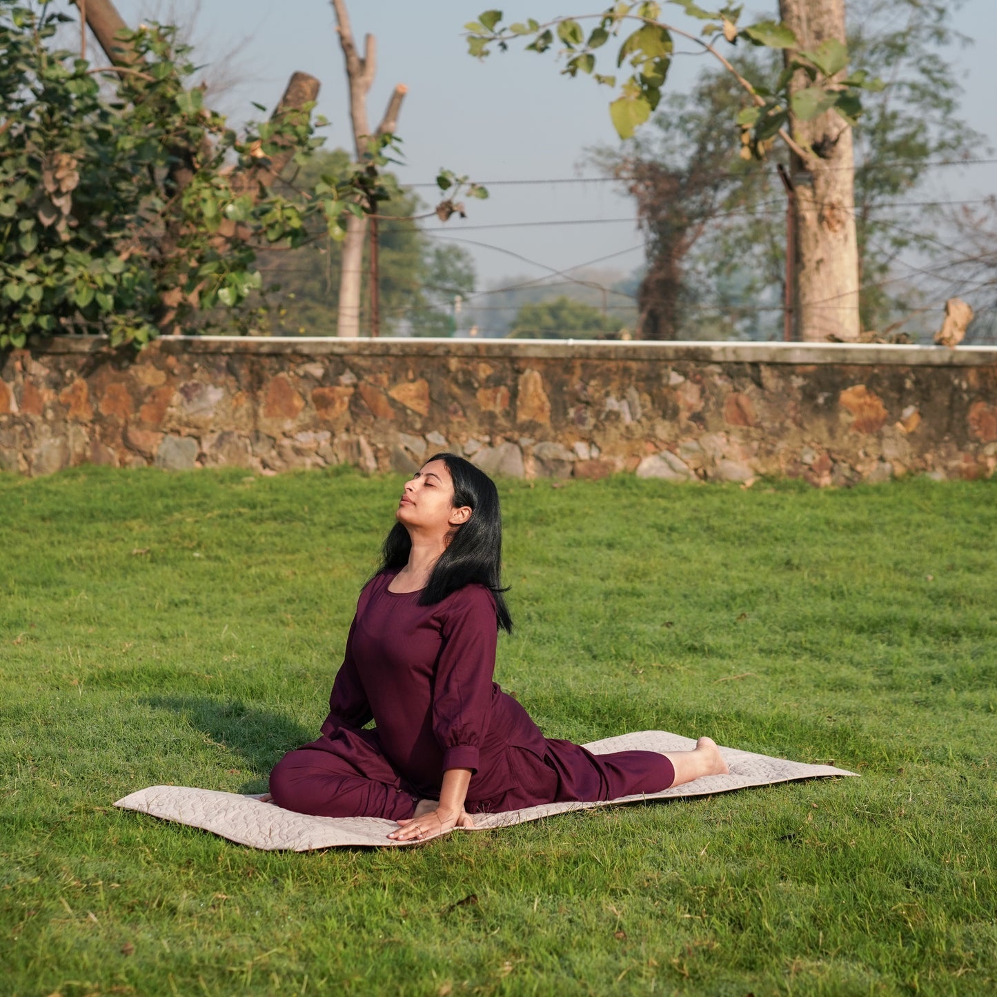 Women Cotton Yoga Pants and Yoga Top Set Purple -Buddhi