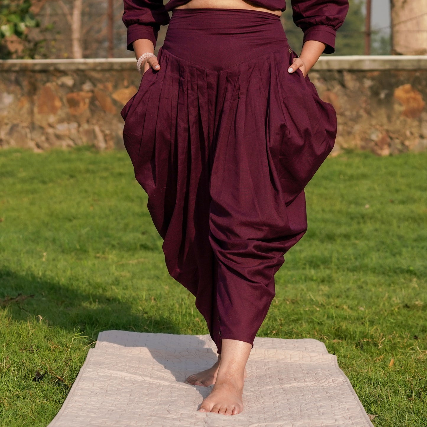 Women Cotton Yoga Pants Purple - Buddhi |AKISO