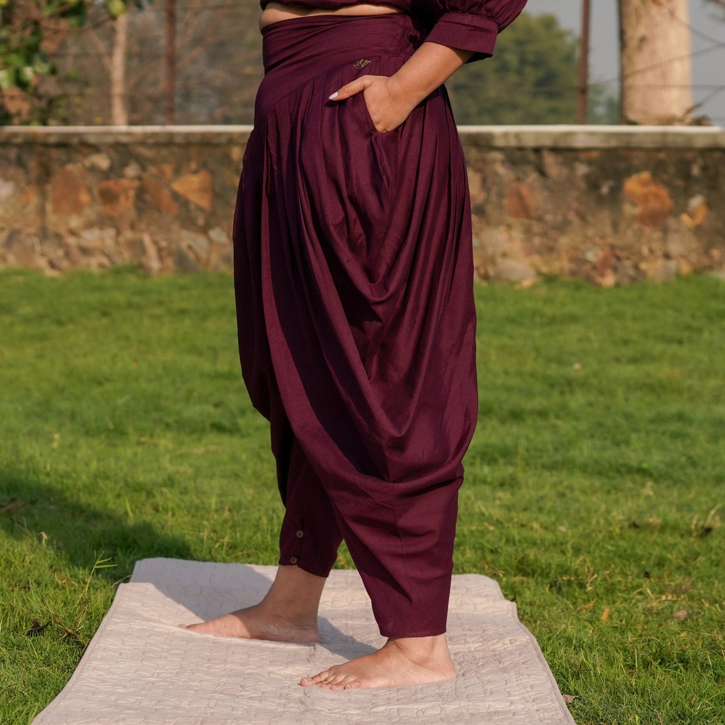 Women Cotton Yoga Pants Purple - Buddhi