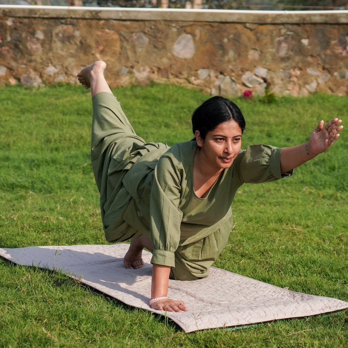 Cotton Yoga Mat in Pink- Padma Yoga Mat