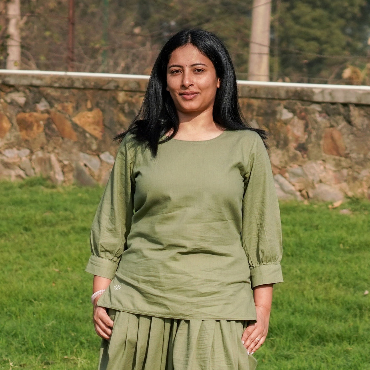 Women Cotton Yoga Pants and Yoga Top Set Green -Buddhi — view 14