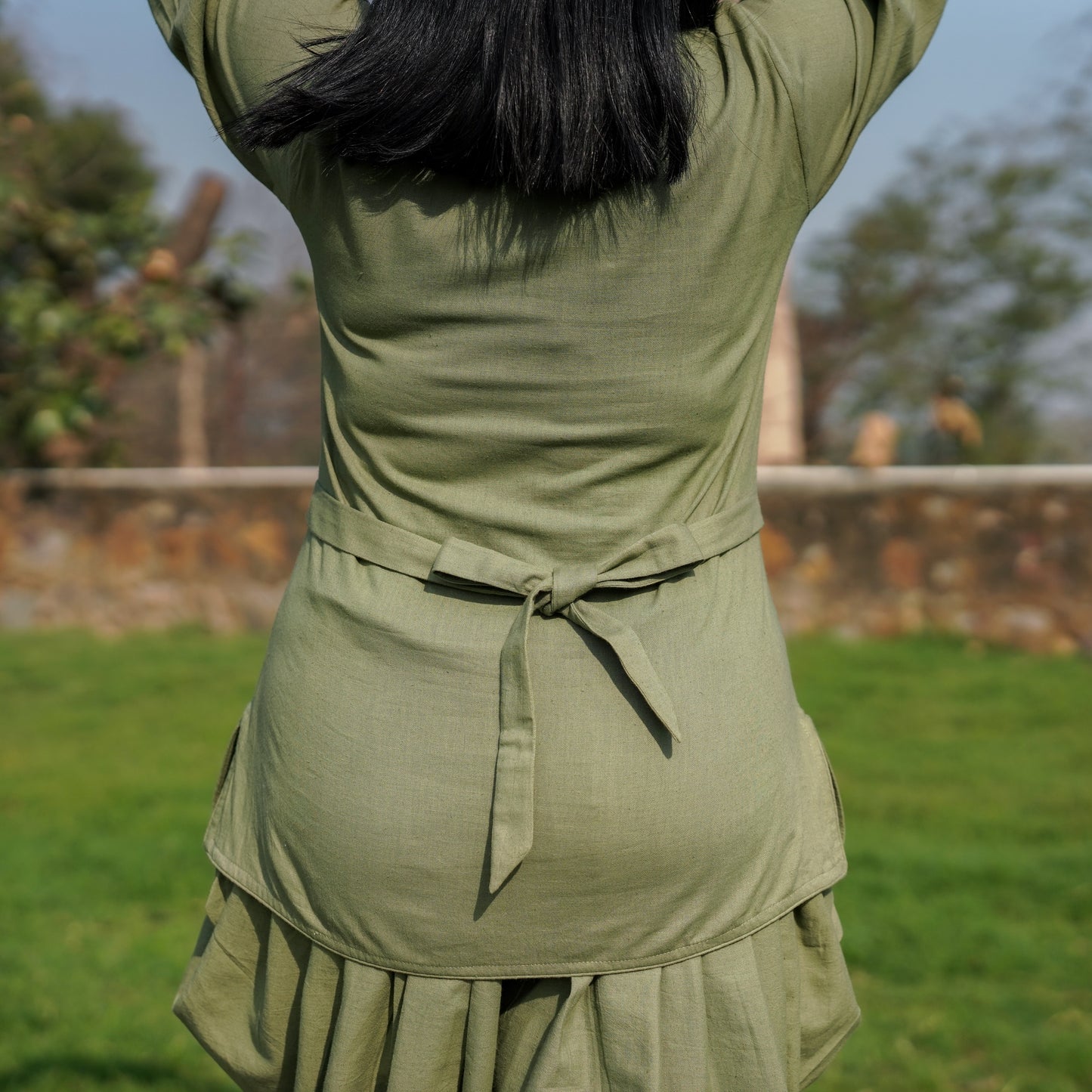 Women Cotton Yoga Pants and Yoga Top Set Green -Buddhi