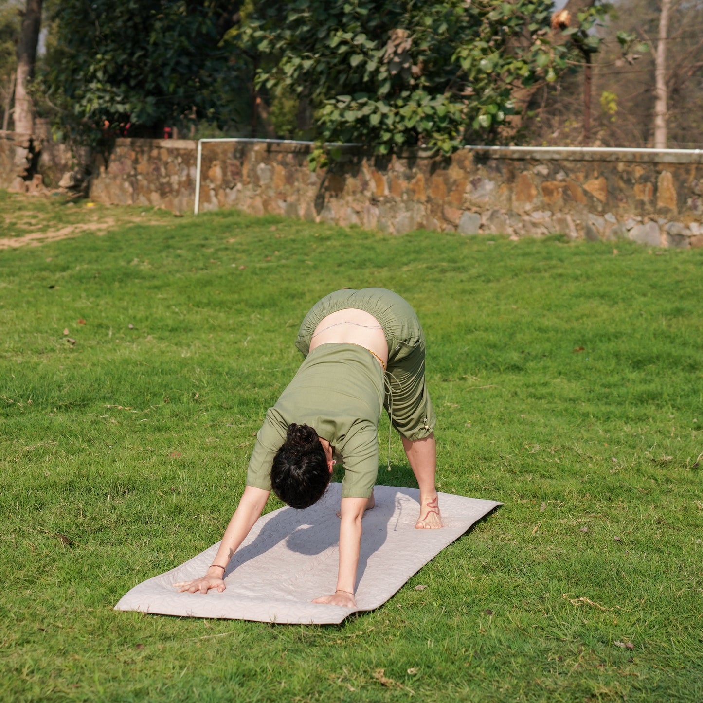 Women Cotton Yoga Top Green -Apas