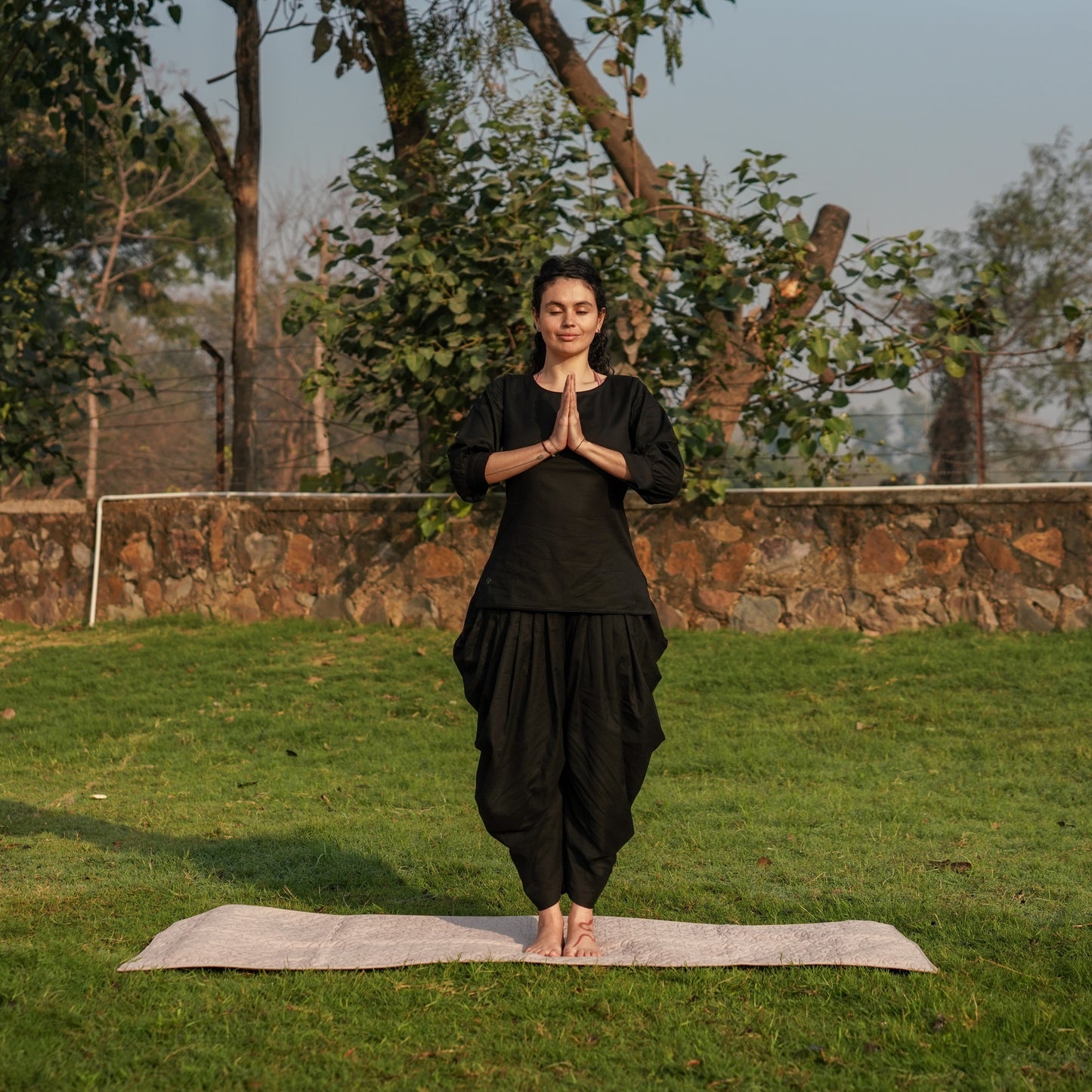 Women Cotton Yoga Top Black -Buddhi