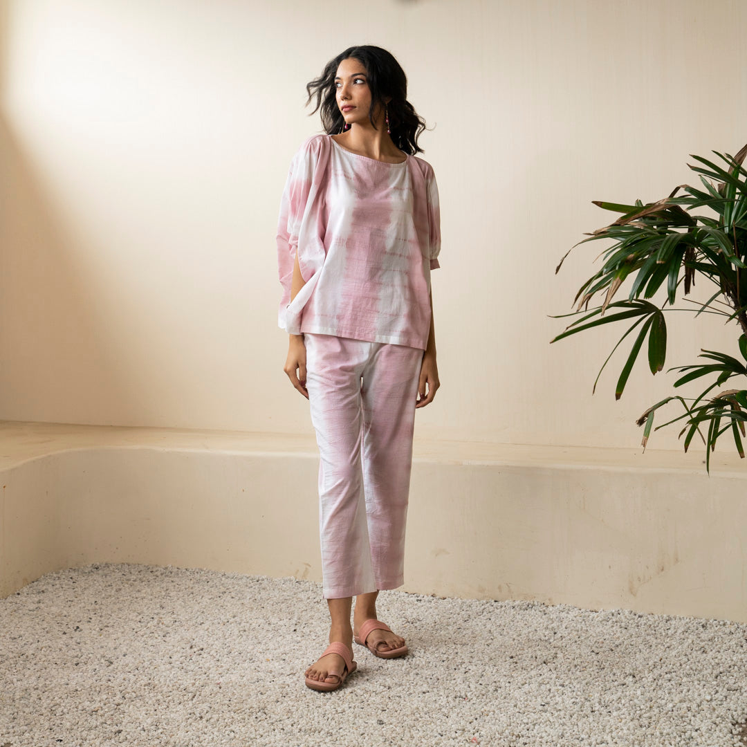 Blush pink shibori tie dye oversized top