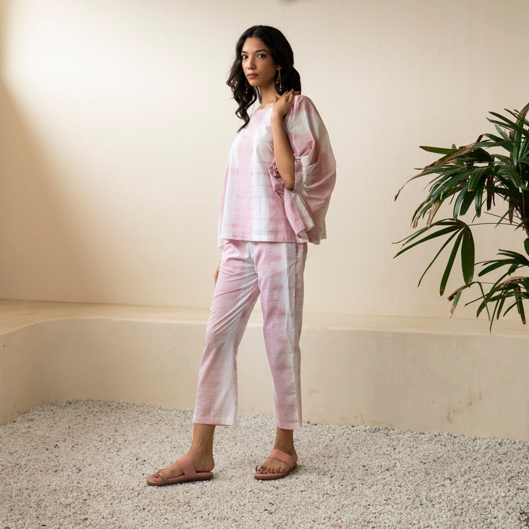 Blush pink shibori tie dye oversized top