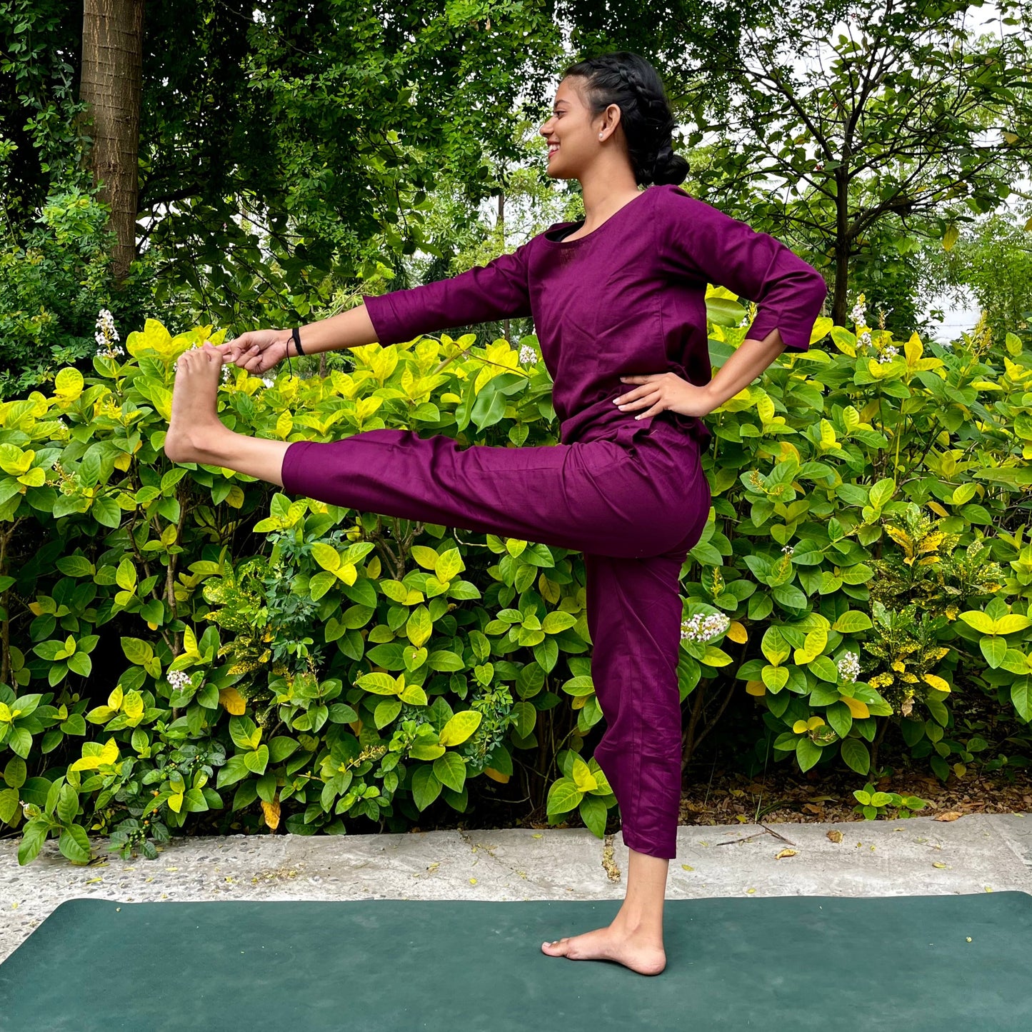 Women Cotton Yoga Pants Purple |AKISO