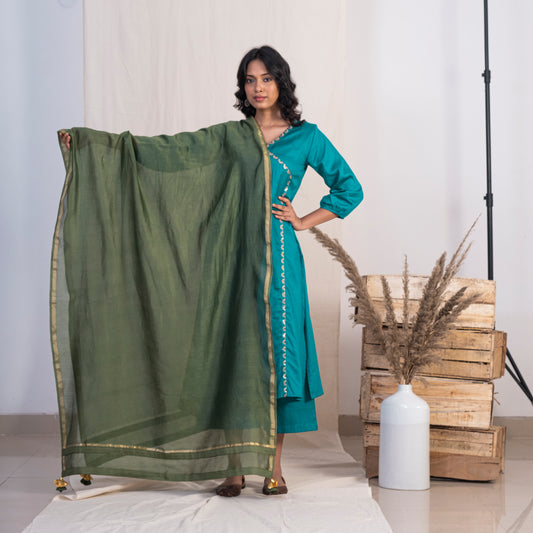 Green Chanderi Dupatta