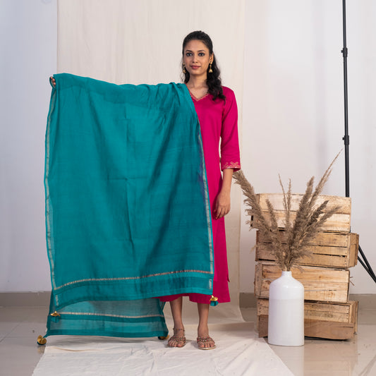 Blue Chanderi Dupatta