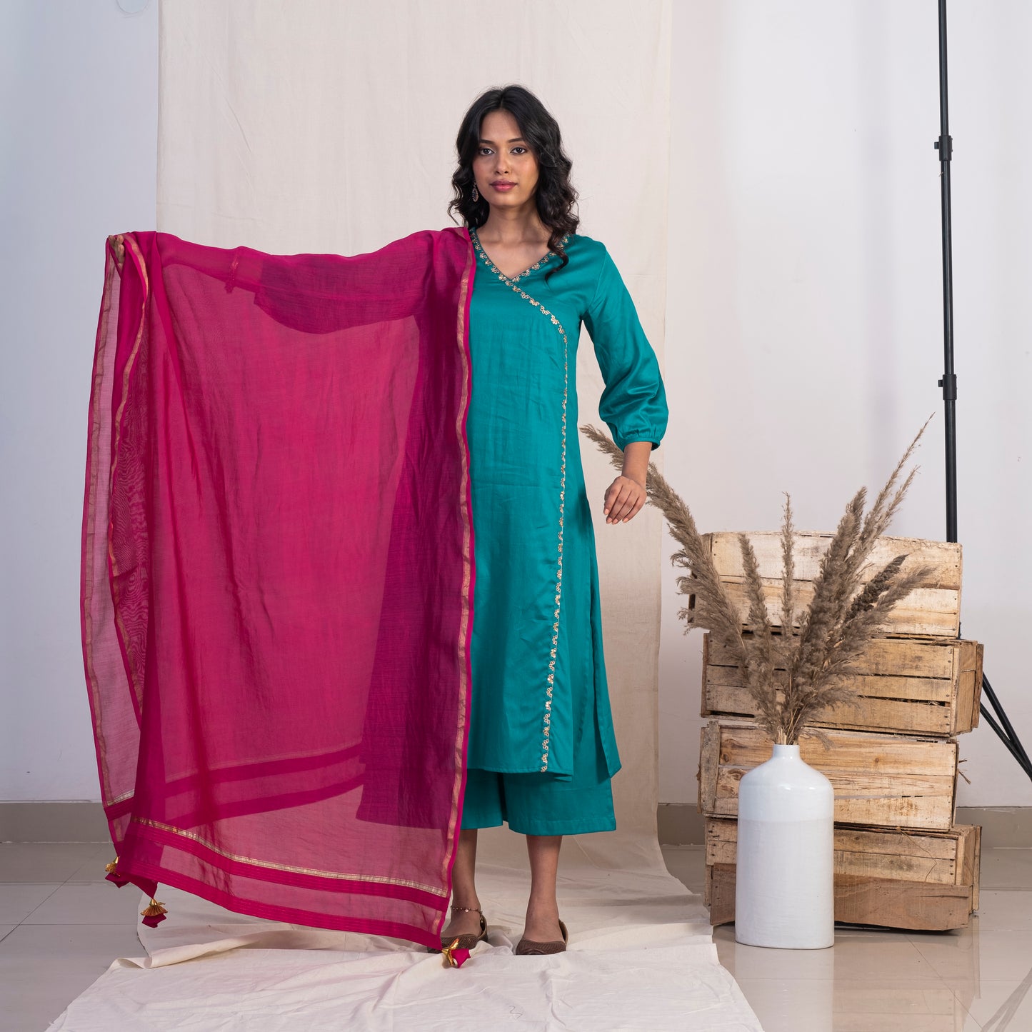 Pink Chanderi Dupatta