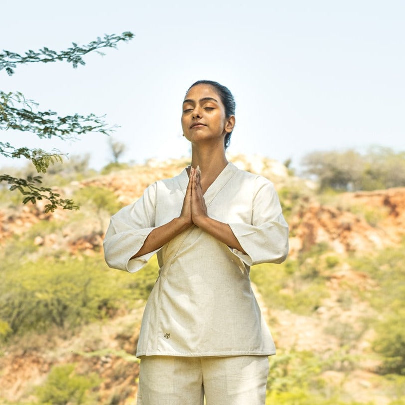 Women Cotton Yoga Top White -Dharma — view 4