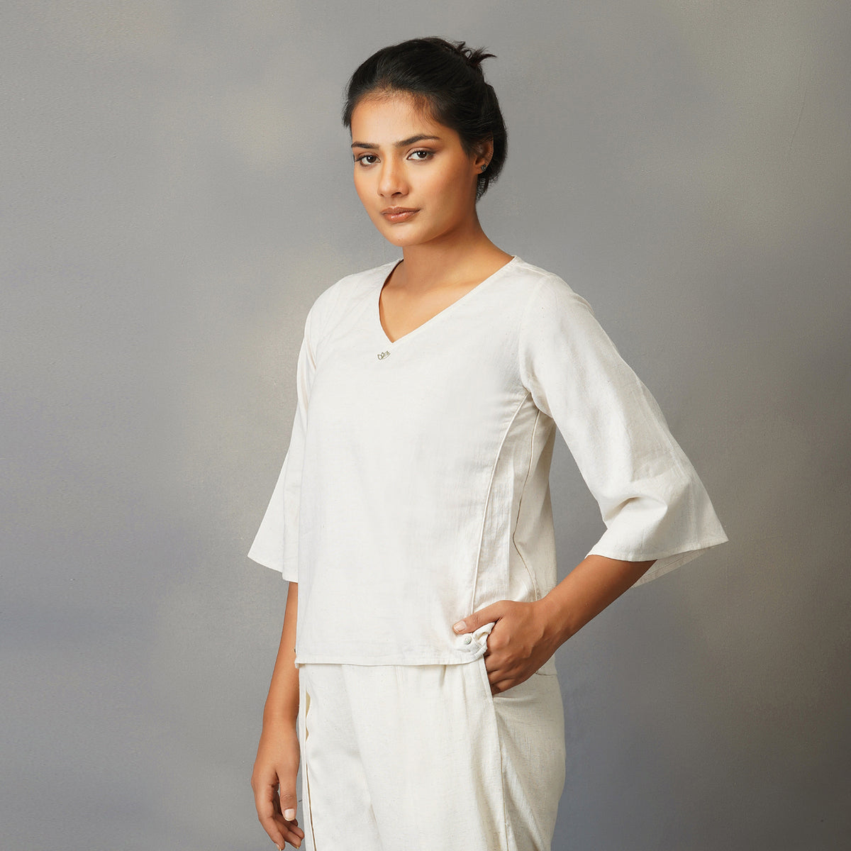 Women Cotton Yoga top White -Surya — view 4