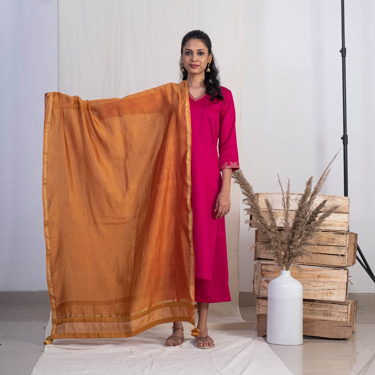 Gold Chanderi Dupatta