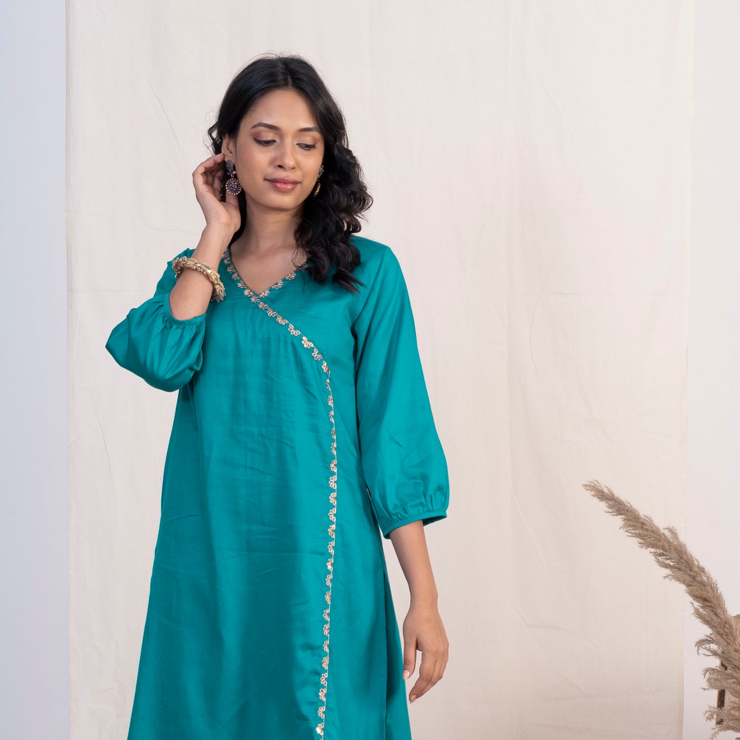 Blue Angrakha Embroided Kurta