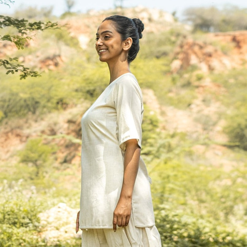 Pure White Cotton Yoga Top for Women's |CHAKRA |AKISO