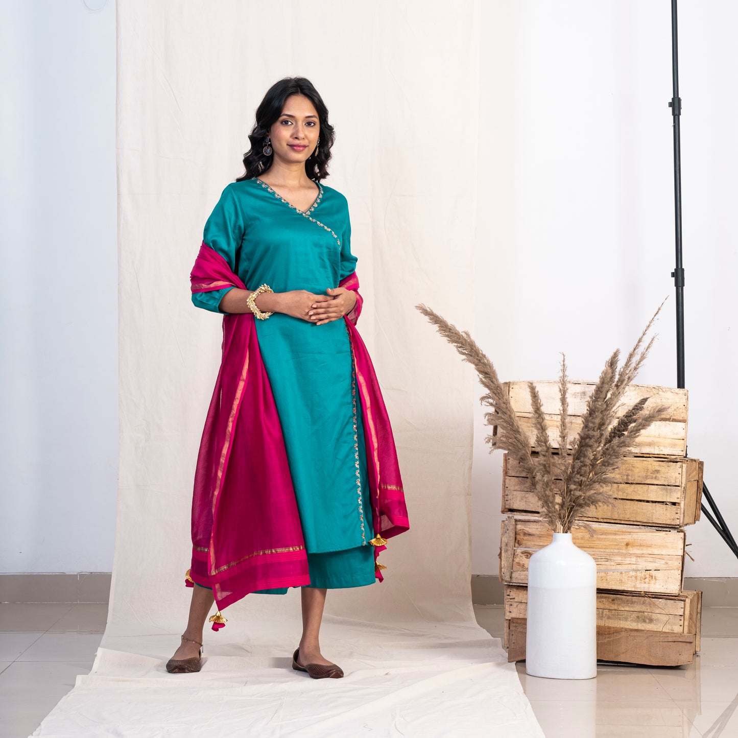 Pink Chanderi Dupatta