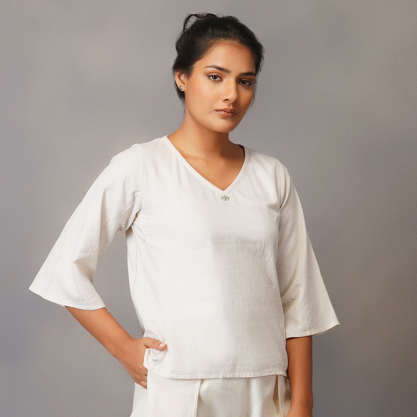Women Cotton Yoga top White -Surya |AKISO