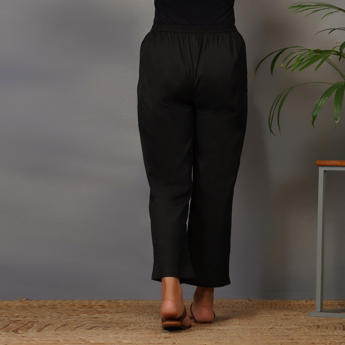 Cotton Flex Straight Black Pants