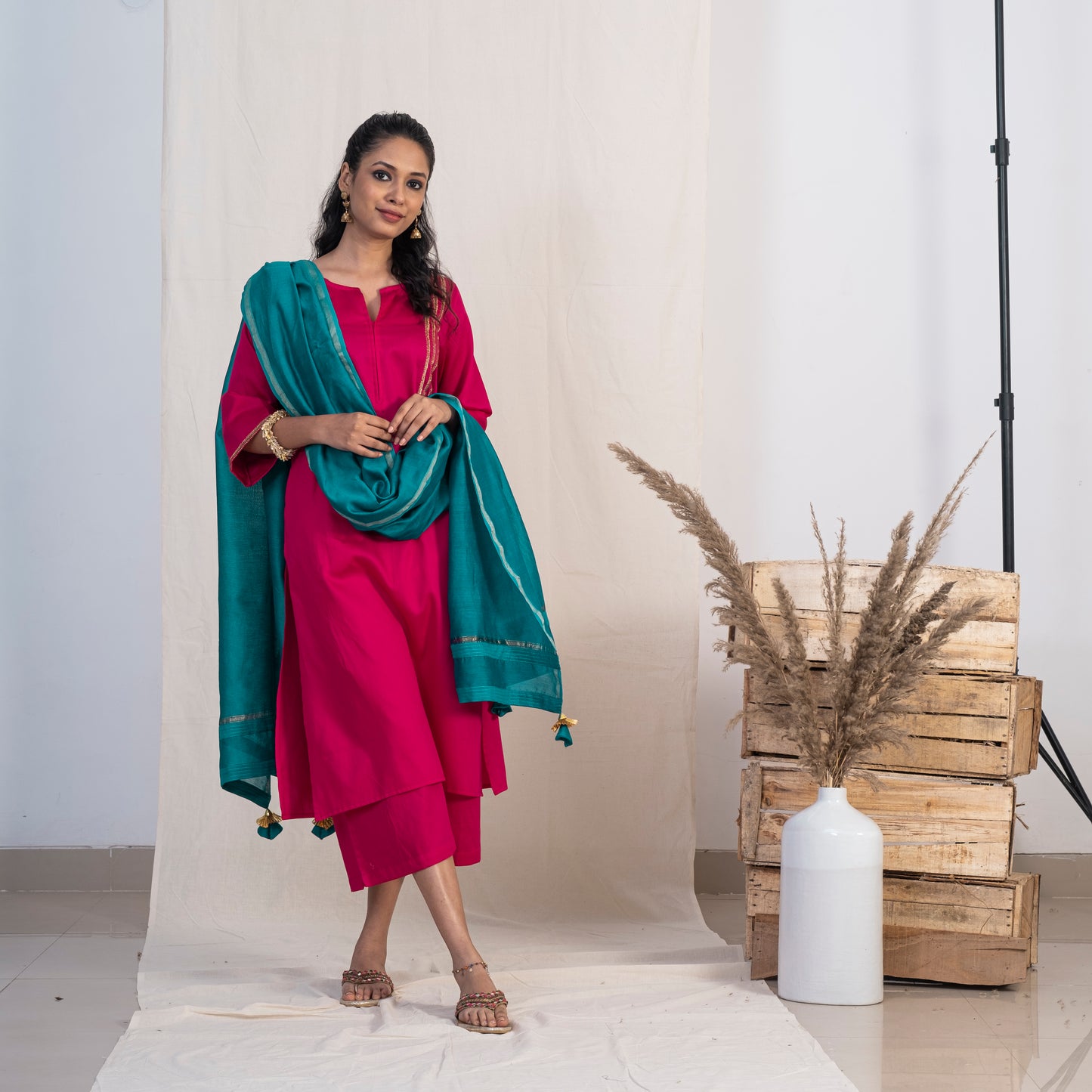 Blue Chanderi Dupatta
