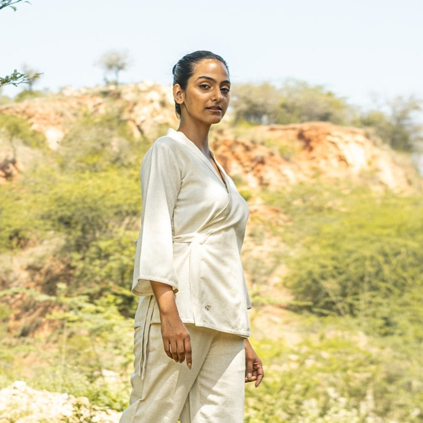 Women Cotton Yoga Top White -Dharma — view 8