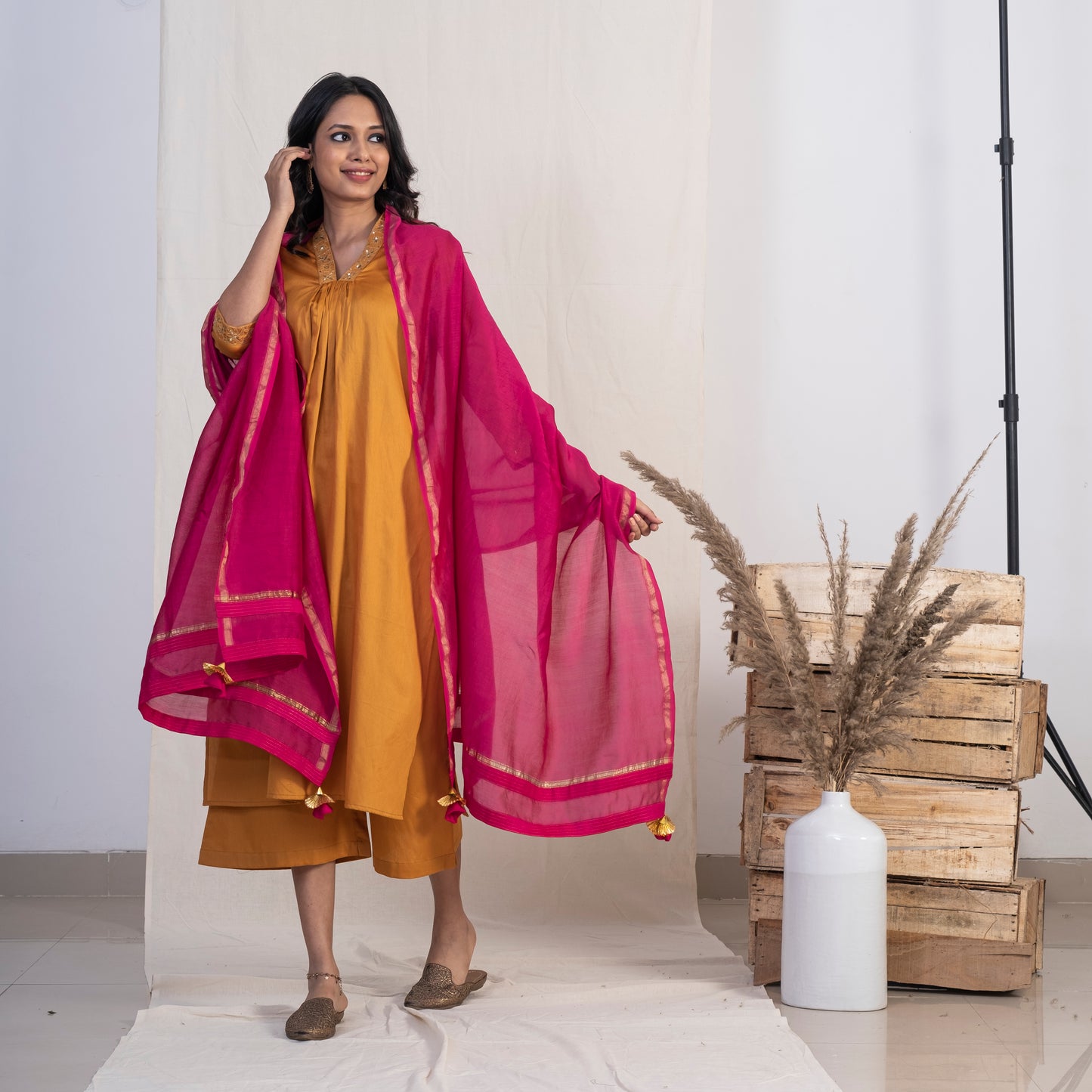 Pink Chanderi Dupatta
