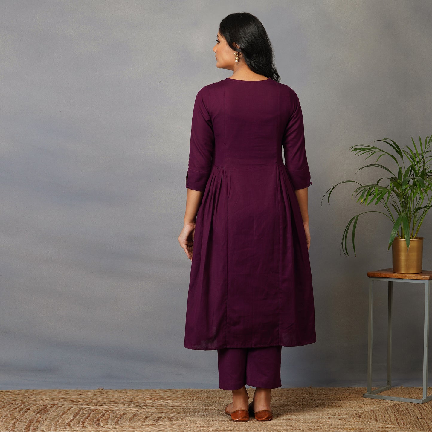 Mulberry (Purple) Side Panel Kurta with Handblock Ajrak