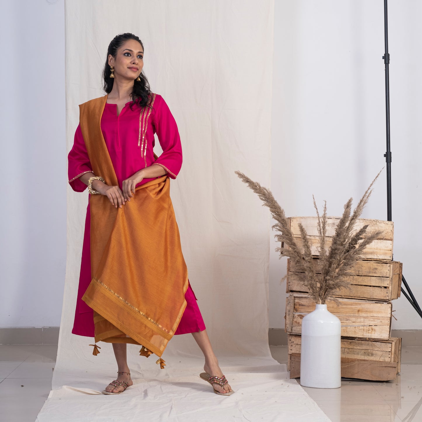 Gold Chanderi Dupatta