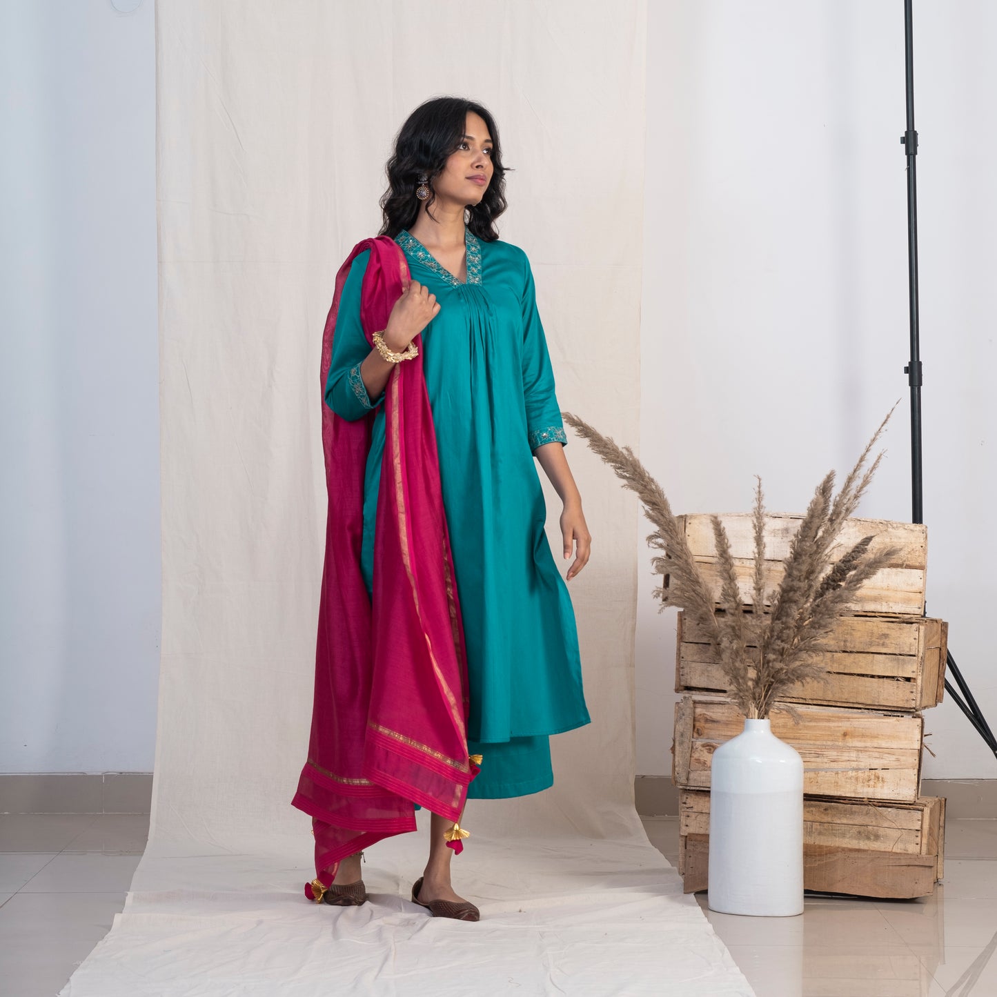 Pink Chanderi Dupatta