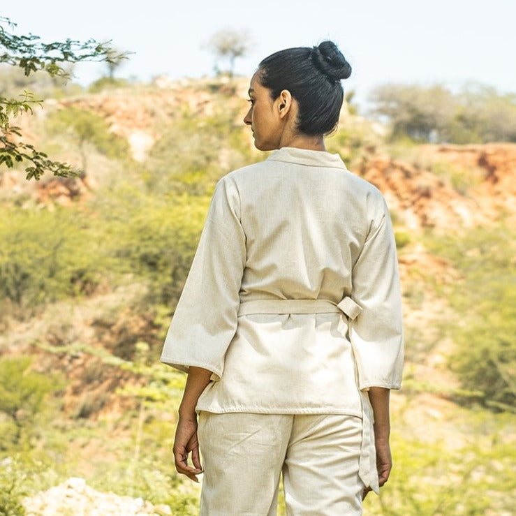 Cotton Yoga Top with the belt look |AKISO |DHARMA