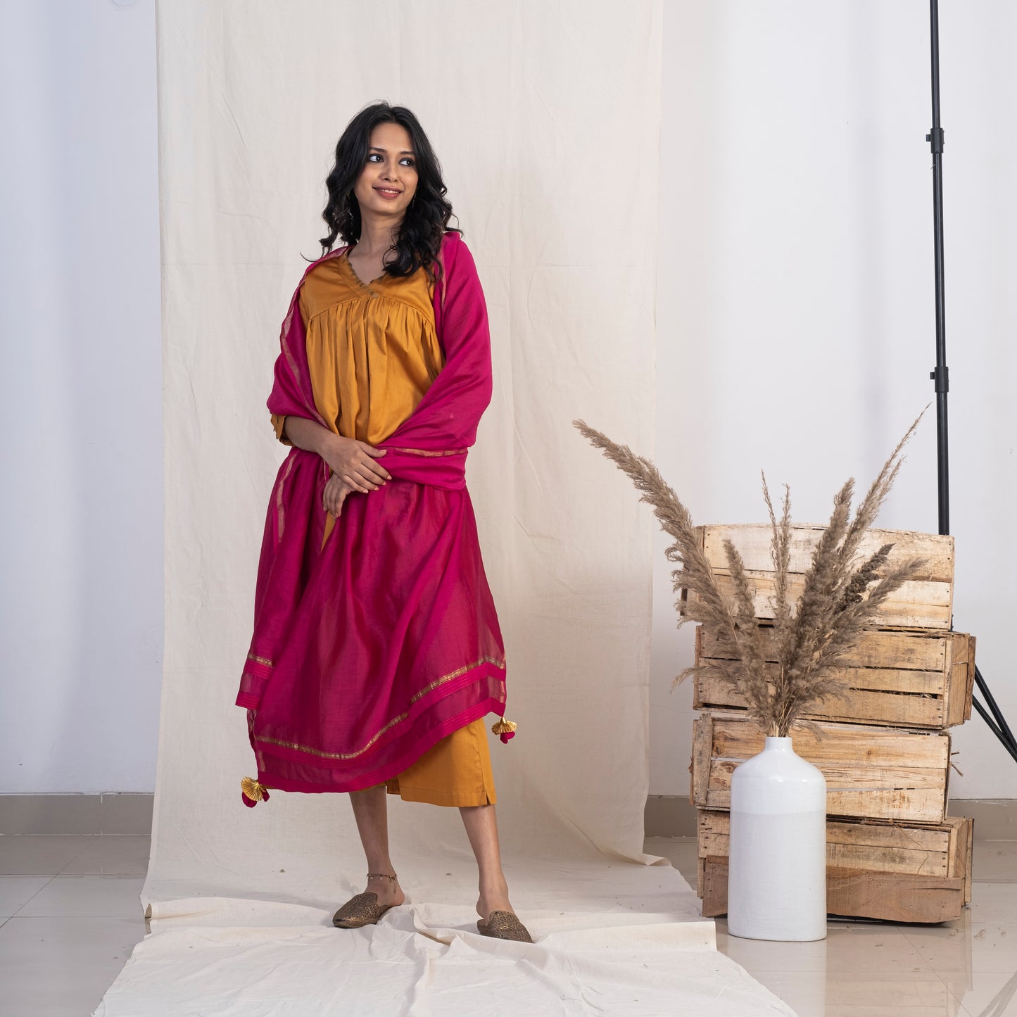Pink Chanderi Dupatta
