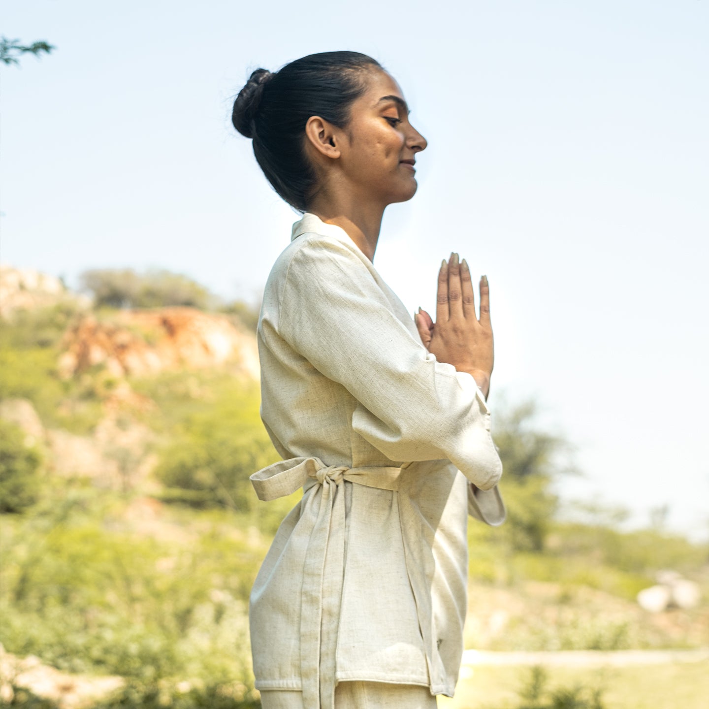 With Side Tie Pure Cotton Yoga Top for Women's |AKISO